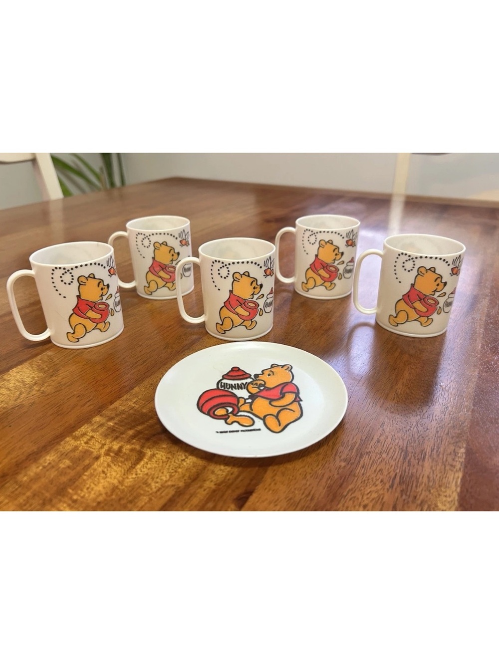 Vintage Disney Winnie the Pooh Melamine Mug & Plate Set Walt Disney Production